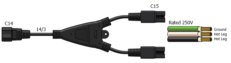splitter power cord c14 to c15